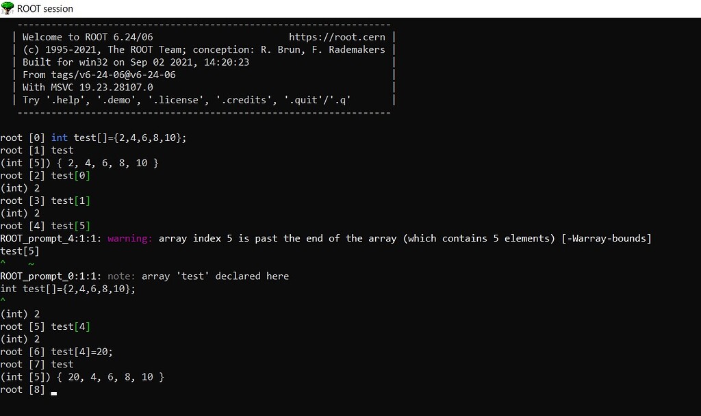 ROOT for Windows - Problem with arrays - ROOT - ROOT Forum